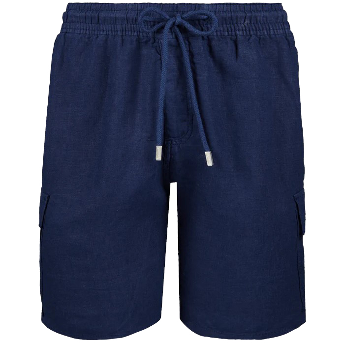 Мужские Льняные Шорты Бермуды с Карманами Карго