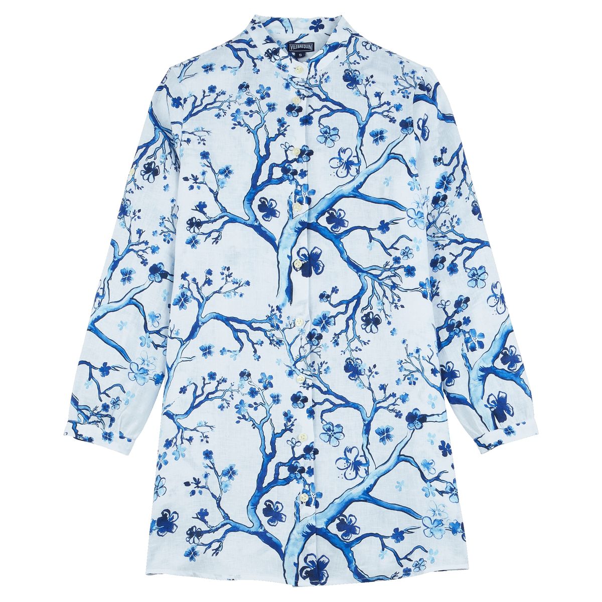 Женское Платье-Рубашка с Воротником-Стойка Cherry Blossom