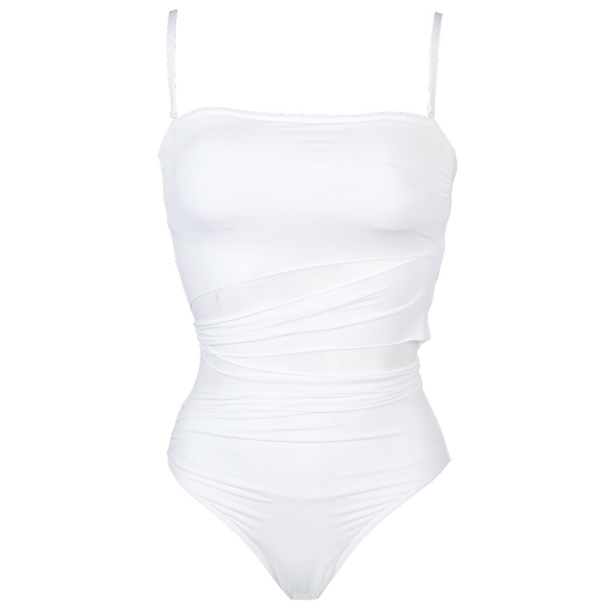 Купальник Слитный с Драпировкой на Плечи Однотонный