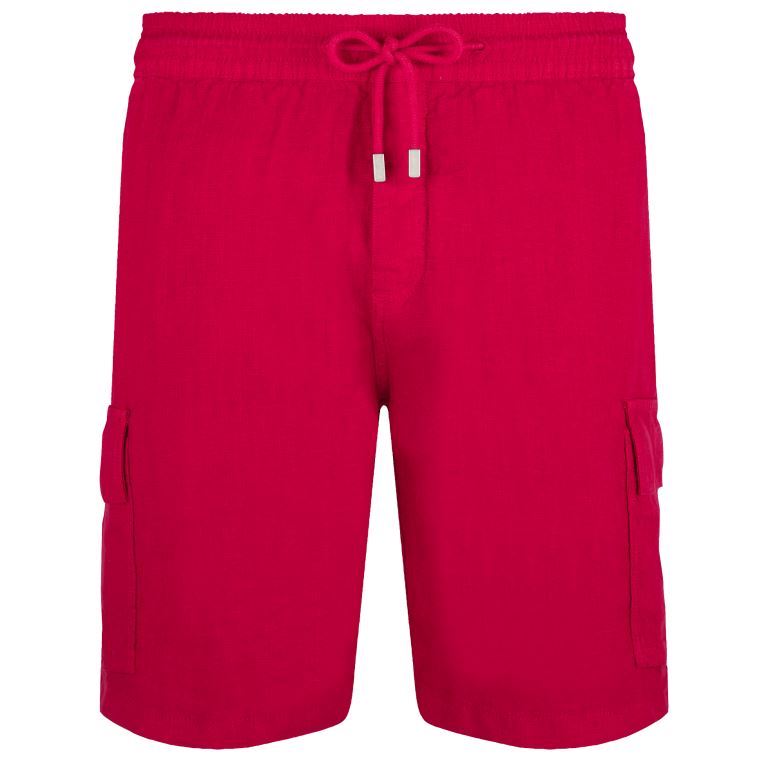 Мужские Льняные Шорты Бермуды с Карманами Карго