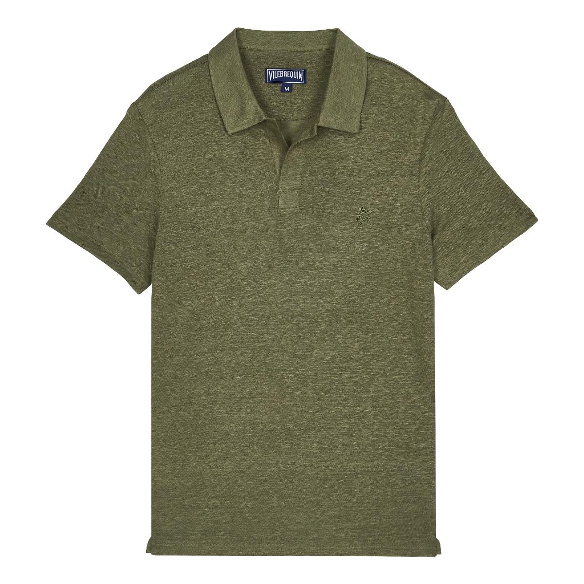 Мужское Льняное Поло Однотонное