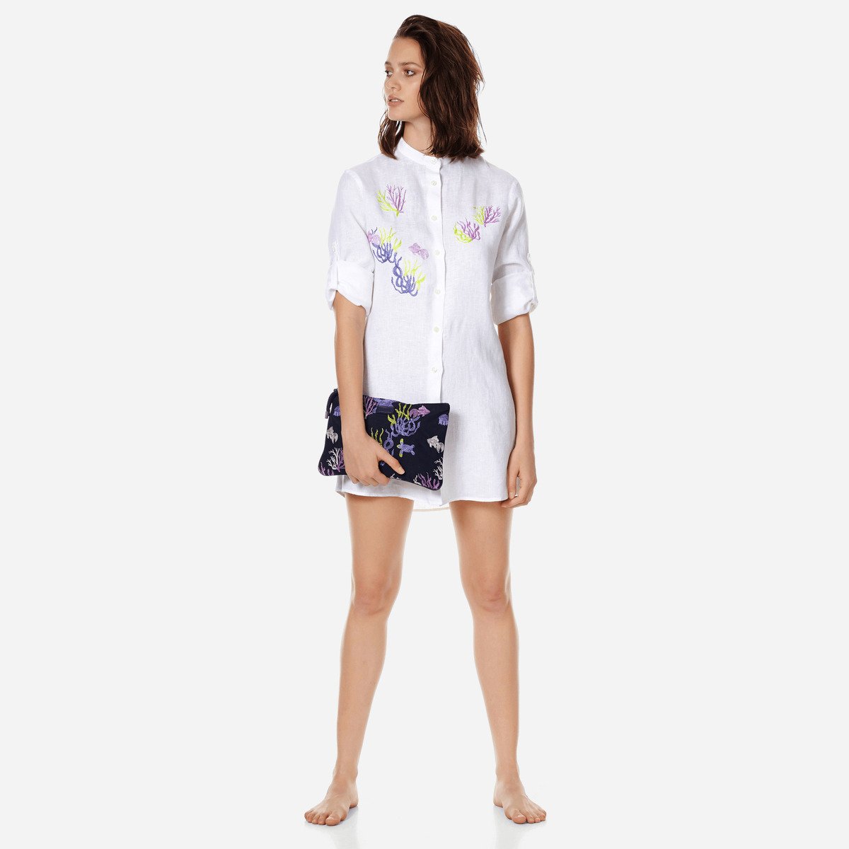 Женское Платье-Рубашка с Воротником-Стойка Coral And Turtles